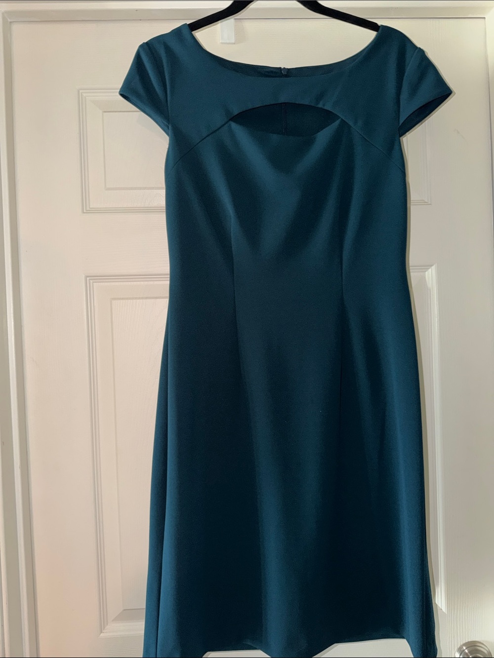 connected apparel Teal Midi Dress with Keyhole Bodice